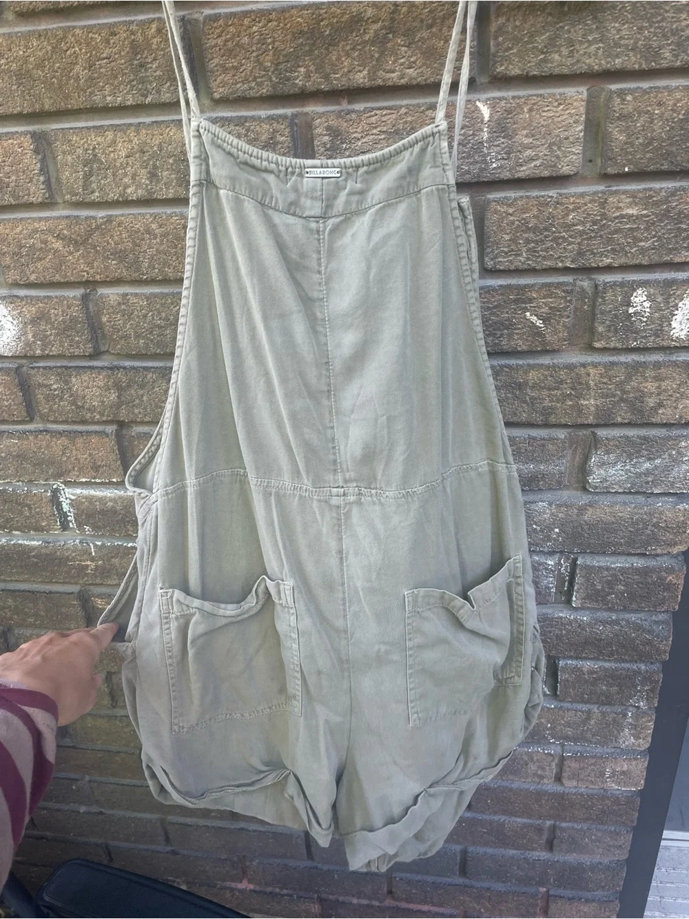 Billabong Olive Utility Romper with Front Pocket - Picture 4 of 4